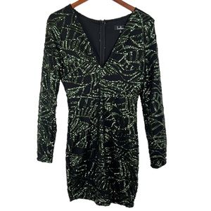 Lulus Whisper of Desire Black and Green Sequin Bodycon Dress